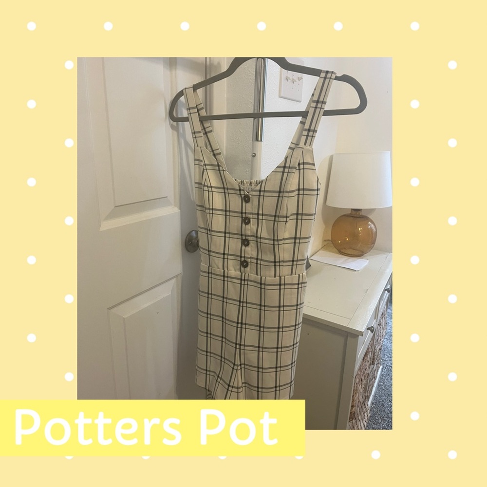 Potter's Pot Plaid Jumpsuit in Cream and Black
